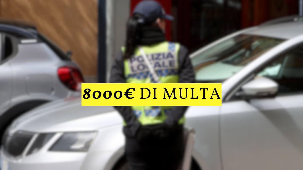 8000 euro di multa